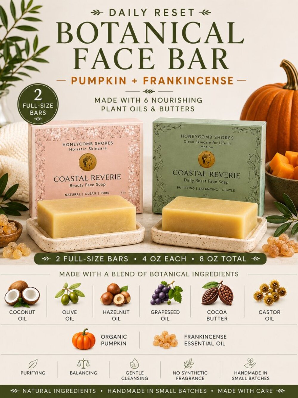 Botanical Face Soap 2-Pack Pumpkin Frankincense 4 oz Each